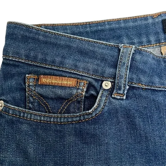 Dolce & Gabbana Women's Skinny Jeans - Dark Blue with Brown Patch - Picture 6 of 12